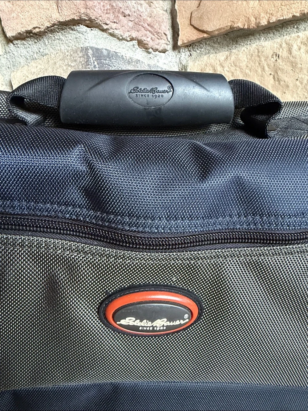 Eddie Bauer Navy, Gray & Black Messenger Bag with Red Accent